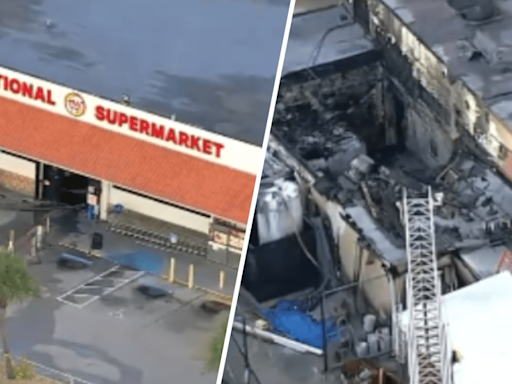 National Supermarket damaged after catching fire in Hialeah