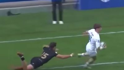 England rugby star's son lights up world stage at 18 with stunning debut hat-trick