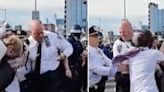 WATCH: NYPD Cop Pepper-Sprays Himself During Clash With Pro-Palestine Demonstrators on Manhattan Bridge
