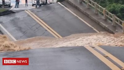 Vídeo | Chuvas no RS: as imagens impressionantes de ponte destruída pela força da água em Santa Maria