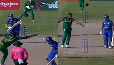 Afghanistan's Rahmat Shah falls to bizarre double-deflection run-out at non-striker's end