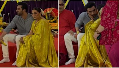 WATCH: Ranbir Kapoor gets sweet kiss from Rani Mukerji at Durga Puja pandal, their heartwarming reunion will remind you of Saawariya