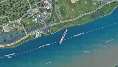 Freighter that ran aground in Detroit River near Belle Isle immortalized on Google Maps