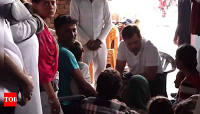 Rahul Gandhi meets families of Hathras stampede victims | India News - Times of India