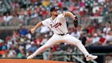 Spencer Schwellenbach of the Atlanta Braves delivers a pitch during the first inning against the Detroit Tigers at Truist Park on Tuesday, June 18, 2024, in Atlanta.