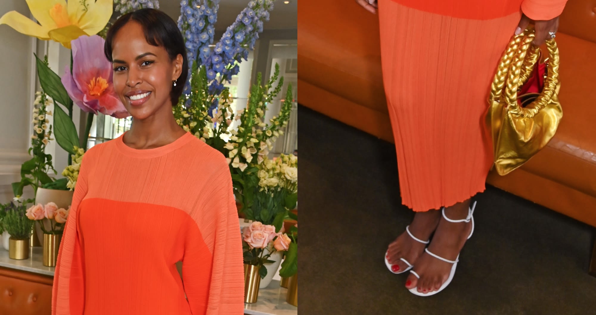 Sabrina Elba Shines in Strappy Sandals at London Luncheon Event Celebrating a New Oscar Category