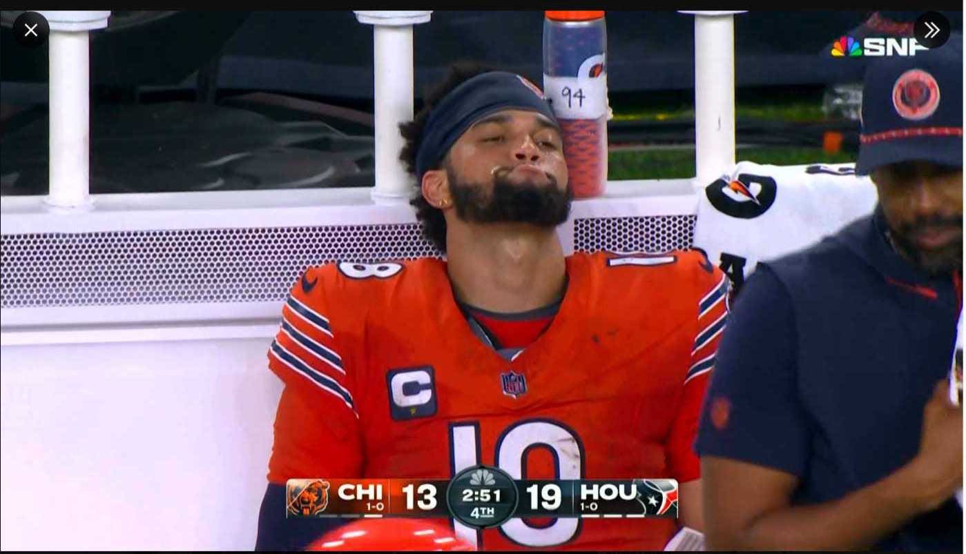 Caleb Williams made the same exasperated face as Justin Fields and Bears fans are down bad