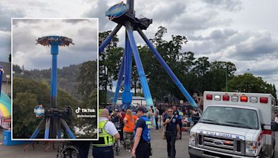 Dozens of Oregon amusement park guests left hanging upside down after ride malfunctions on opening day