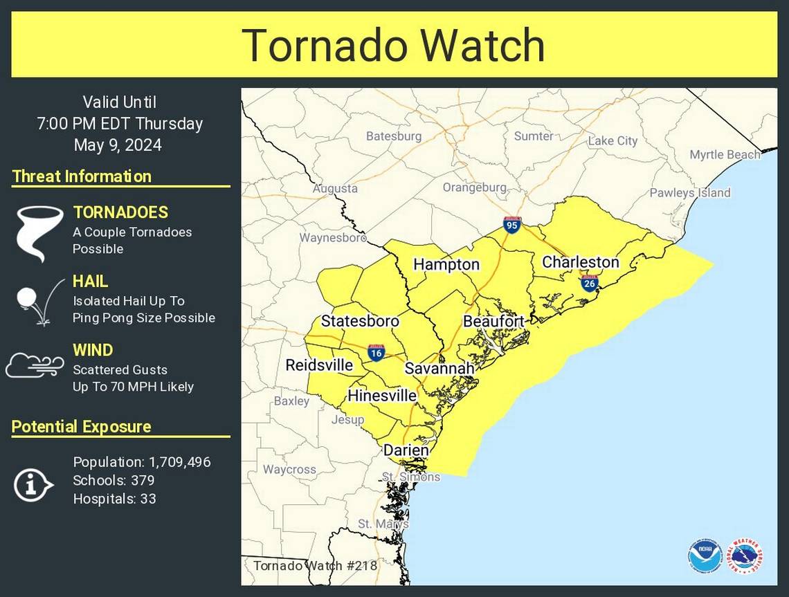 Weather alert: Beaufort, Jasper counties under tornado watch Thursday