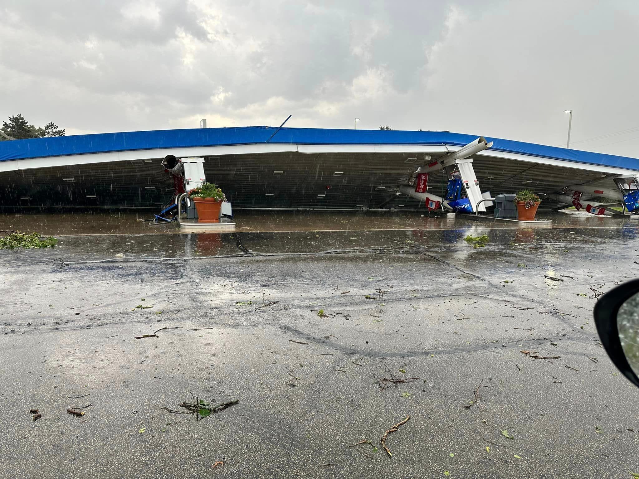 Storm causes Rockford gas station canopy collapse. Next up: excessive heat