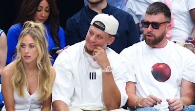 Travis Kelce Sits Courtside at NBA Playoffs with Patrick and Brittany Mahomes