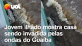 Ondas do Guaíba: Morador ilhado mostra a força das ondas do rio invadindo sua casa no RS; vídeos