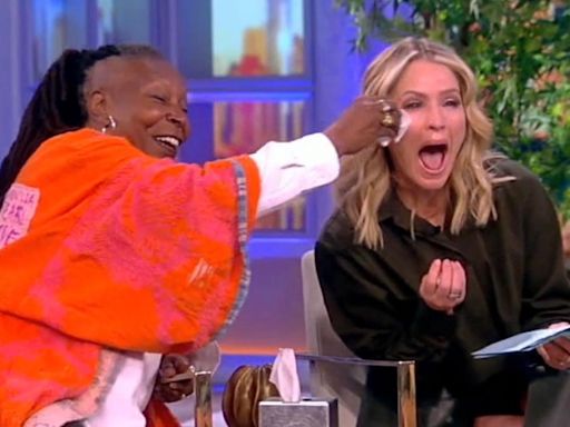 Whoopi Goldberg nearly cries and wipes Sara Haines' tears after successfully pulling off emotional Make-A-Wish surprise on 'The View'