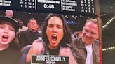 Jennifer Connelly Cheers with Daughter, 11, as Husband Paul Bettany Laughs on Jumbotron at Nets Game