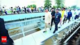 Close shave for CM Naidu on railway bridge during visit to flood-hit areas | Vijayawada News - Times of India