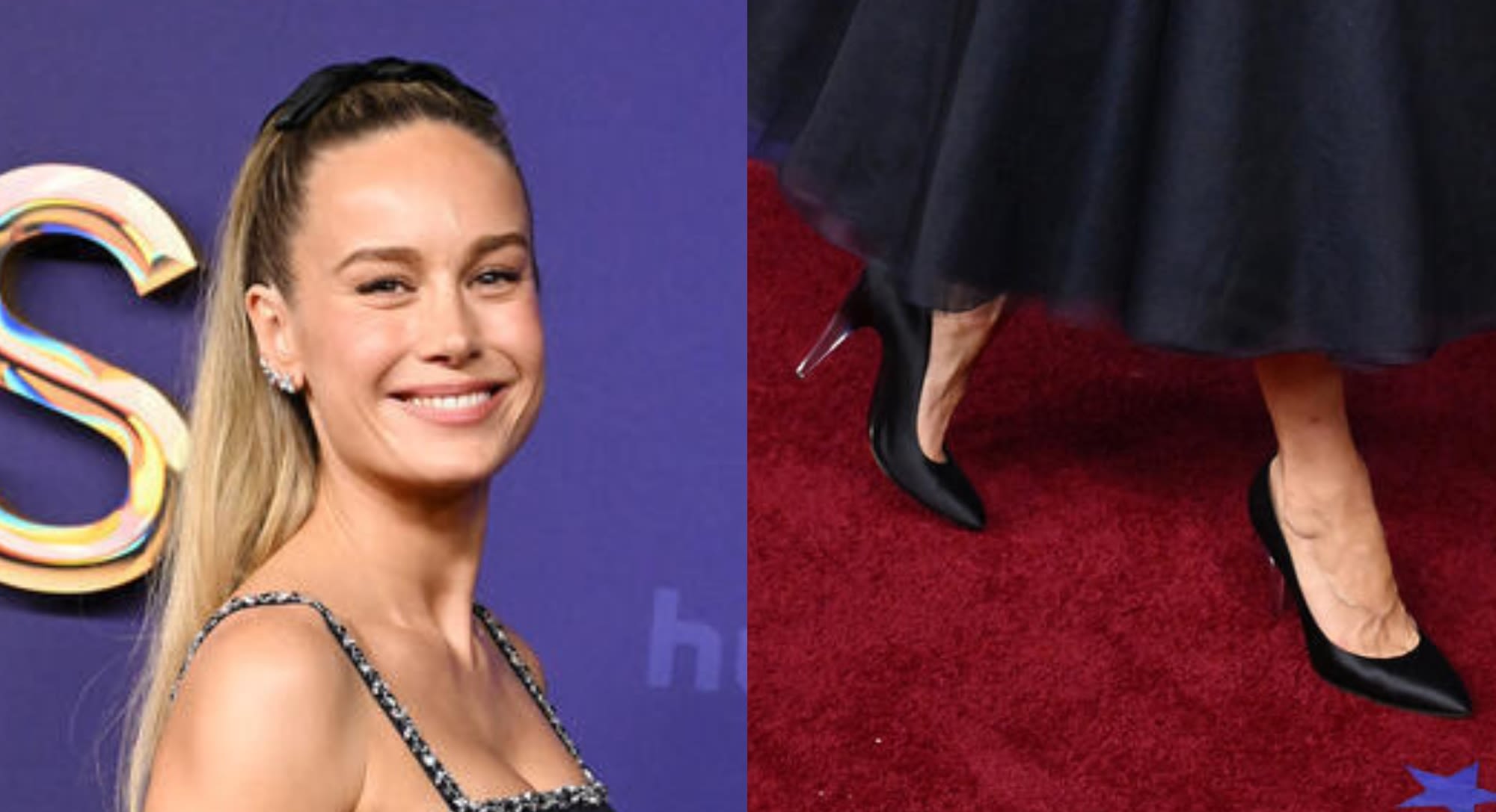 Brie Larson Opts For Invisible Heel in Black Shoes on 2024 Emmys Red Carpet