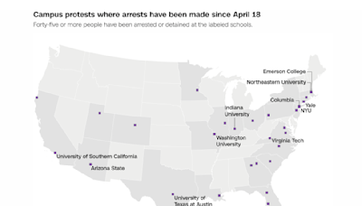 Map: Where university protesters have been arrested across the United States