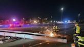 Heavy traffic on southbound I-25 after wind knocks down overhead sign