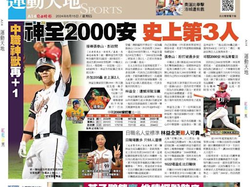 中職神獸再＋1 神全2000安史上第3人