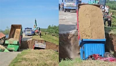 洞庭湖決堤！卡車「沉車裹頭」填進潰口 封堵作業開始