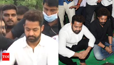 Jr. NTR and Kalyan Ram pay tribute to NTR on his 101st birth anniversary at NTR Ghat | Telugu Movie News - Times of India