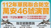 萬安46號演習 南部地區將於25日實施人車、燈火管制及防空疏散避難