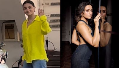 Off-duty: Alia Bhatt shows us how to style a neon button-down shirt and wide-leg denim jeans