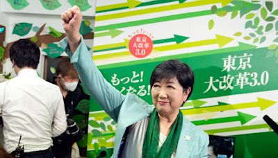 Tokyo Gov. Koike declares victory after exit polls project her winning a third term