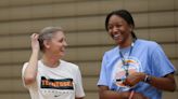 Kellie Harper, Alex Simmons work together at basketball clinic before Memphis plays Lady Vols