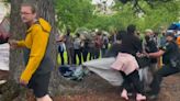 Pro-Palestinian protesters attempting to pitch tents on Tulane campus clash with police