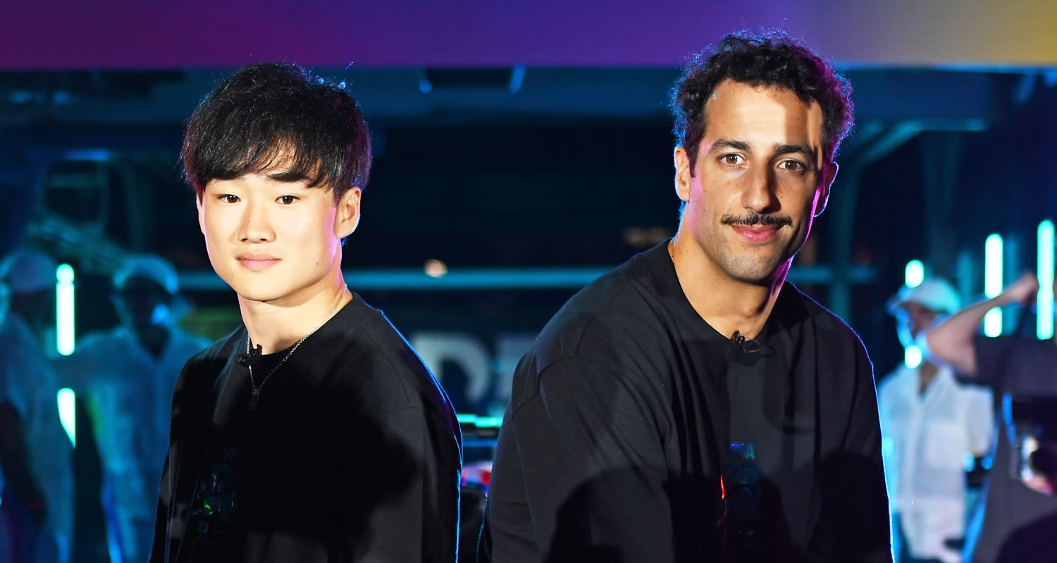 Formula 1′s Daniel Ricciardo & Yuki Tsunoda Unveil Colorful New RB Car for Miami Grand Prix