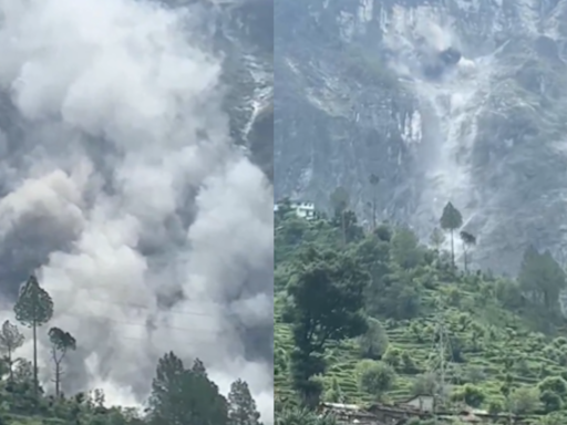 Massive Landslide On Badrinath Highway As Huge Boulder Rolls Down Hill | Dramatic Visuals