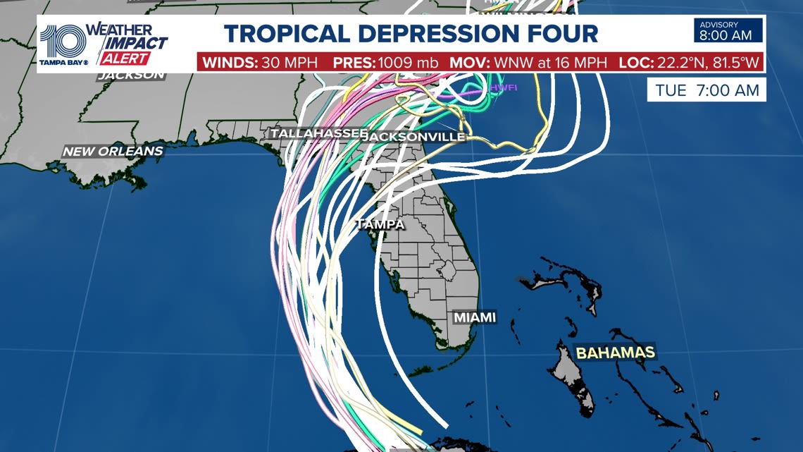 TRACKER: Watch Tropical Depression 4 using spaghetti models, forecast cone, alerts