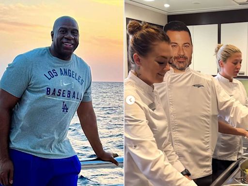 Magic Johnson Takes Jimmy Kimmel Cutout on Yacht Vacation: 'Star of the Night'