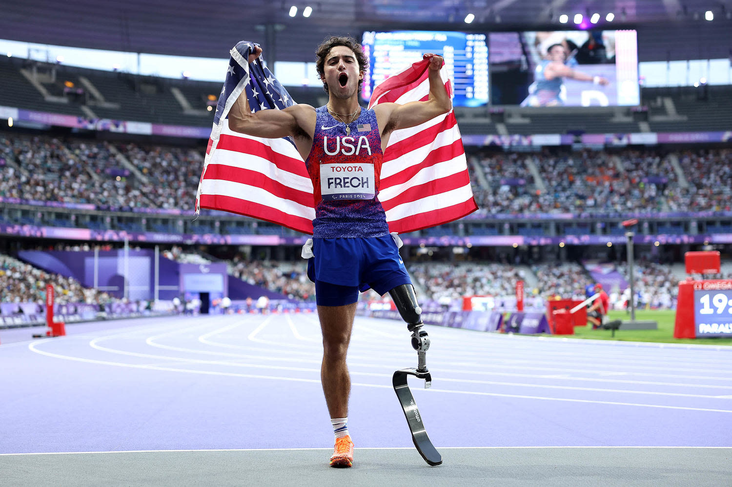 American runner Ezra Frech says his 'plan' is to win three gold medals at the 2028 Paralympics