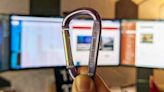 My best desktop organization gadget is a humble carabiner