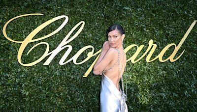 Bella Hadid Sends Hearts Racing in a Bejeweled Backless Gown