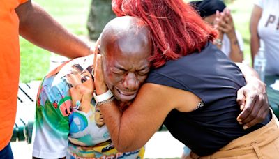 ‘My baby got caught up in the crossfire’: Family members, city officials plead for help at playground where 3-year-old boy was gunned down