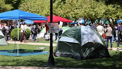 DePaul students pitch tents on campus, join pro-Palestinian protests