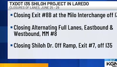 TxDOT I-35 Shiloh Project lane closures announced for the week