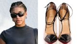 Lori Harvey Takes on Sheer Shoe Trend With 5-Inch Python Louboutins