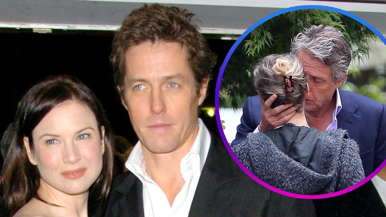 Hugh Grant Shares an Intimate Embrace With Renée Zellweger While Filming 'Bridget Jones 4'