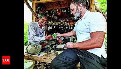 Rahul Gandhi sends shoe stitching machine to Sultanpur cobbler | Lucknow News - Times of India