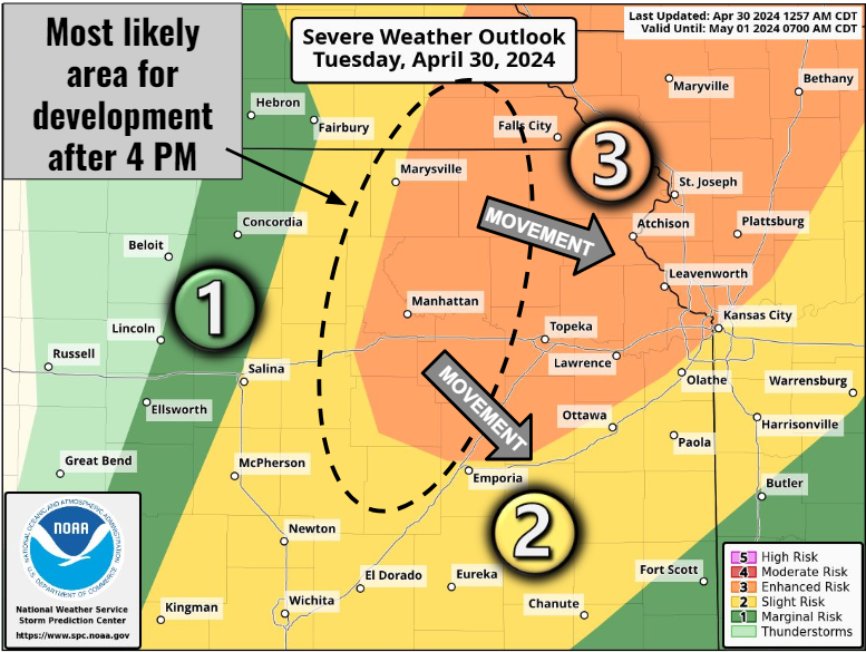 Topeka, Lawrence in path of severe thunderstorms expected to develop after 4 p.m. Tuesday