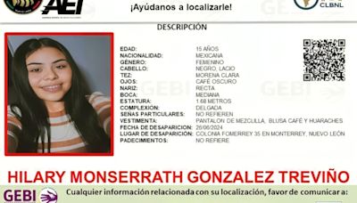 Joven de 15 años desaparece en Monterrey tras conocer a un hombre por internet