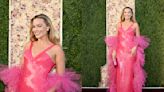 Margot Robbie Channels 1977’s Superstar Barbie in Hot Pink Pumps at Golden Globes 2024