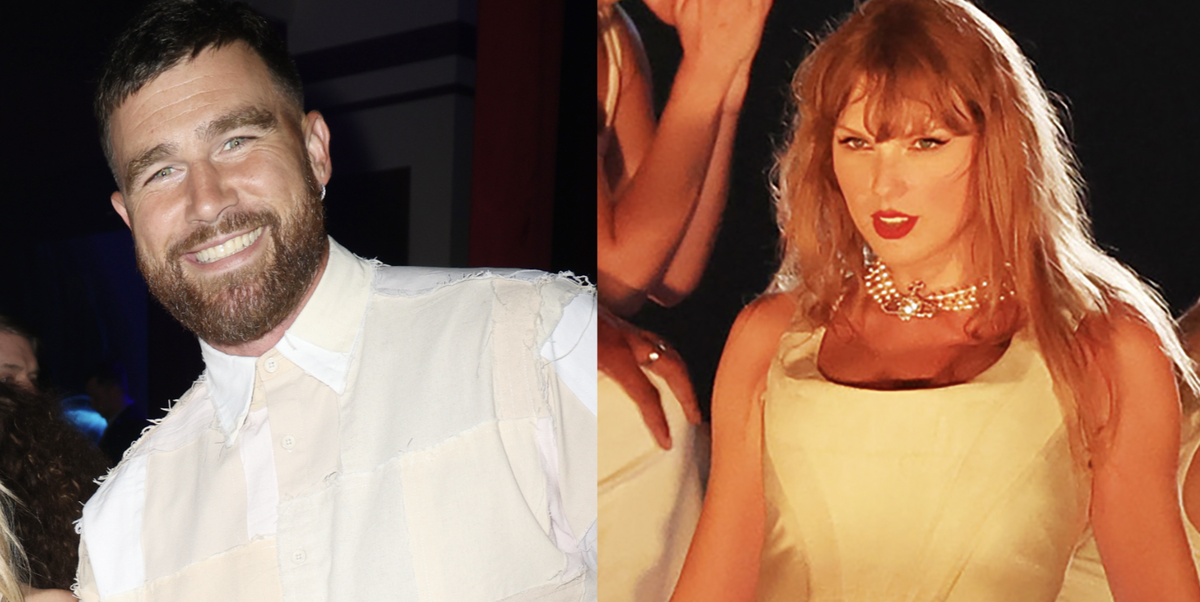 Travis ﻿Kelce Reacts to Taylor Swift ﻿Serenading Him With "So High School" During Paris Show