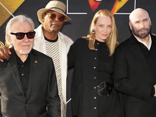 Die "Pulp Fiction"-Reunion (von l.): Harvey Keitel, Samuel L. Jackson, Uma Thurman und John Travolta. (hub/spot)