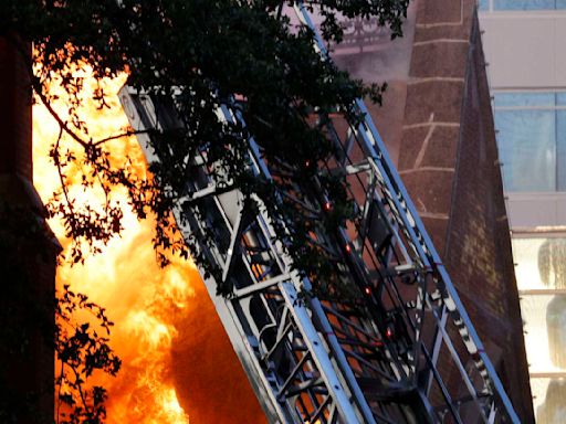 A fire severely damages the historic First Baptist Dallas church sanctuary
