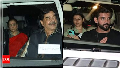 Shatrughan Sinha beams with joy as he leaves Ramayan with daughter Sonakshi Sinha for Zaheer Iqbal's house after puja | Hindi Movie News - Times of India